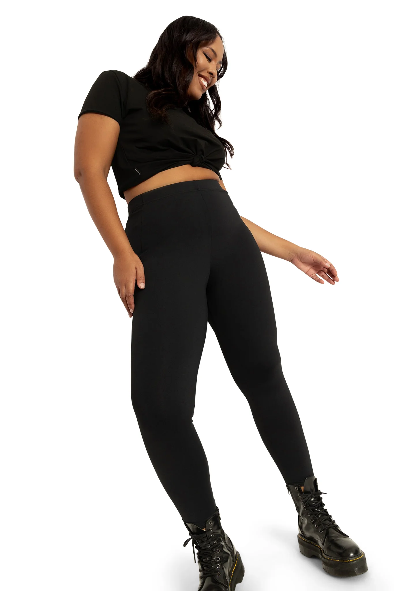 Matte Black High Waisted Pocket Leggings - Image 7
